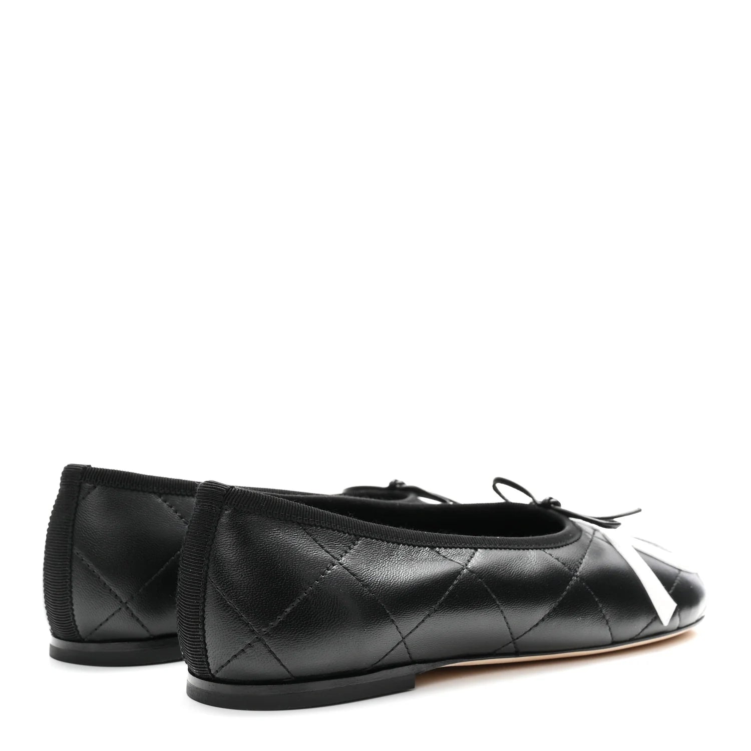 Lambskin Quilted CC Cambon Ballet Flat Black White