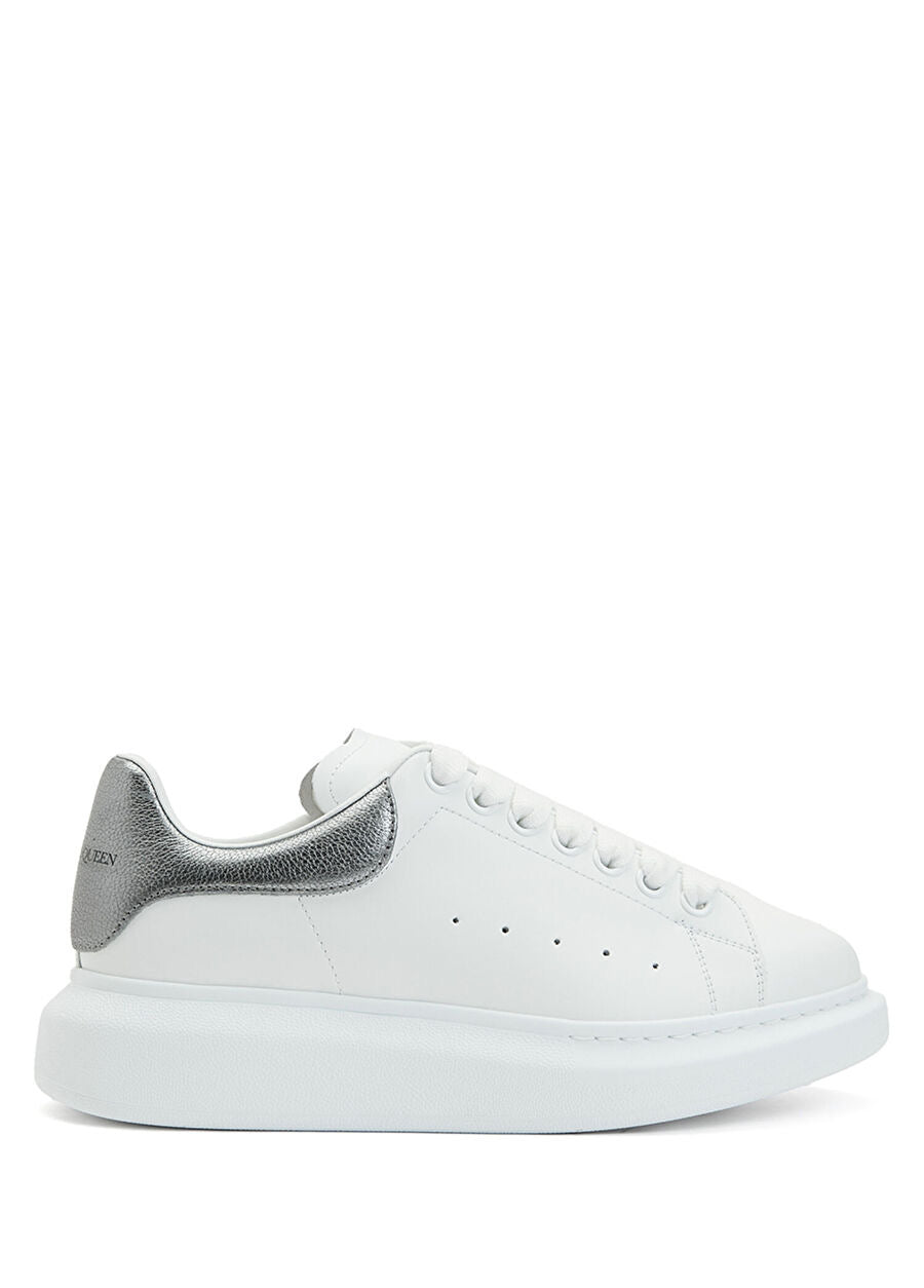 McQuenn Oversized White Silver Woman Leather Sneaker