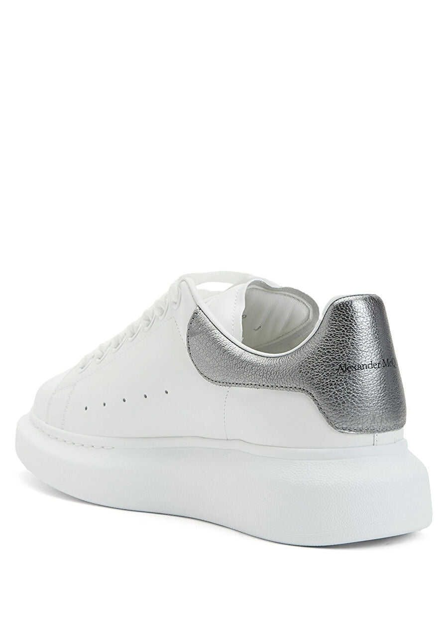 McQuenn Oversized White Silver Woman Leather Sneaker