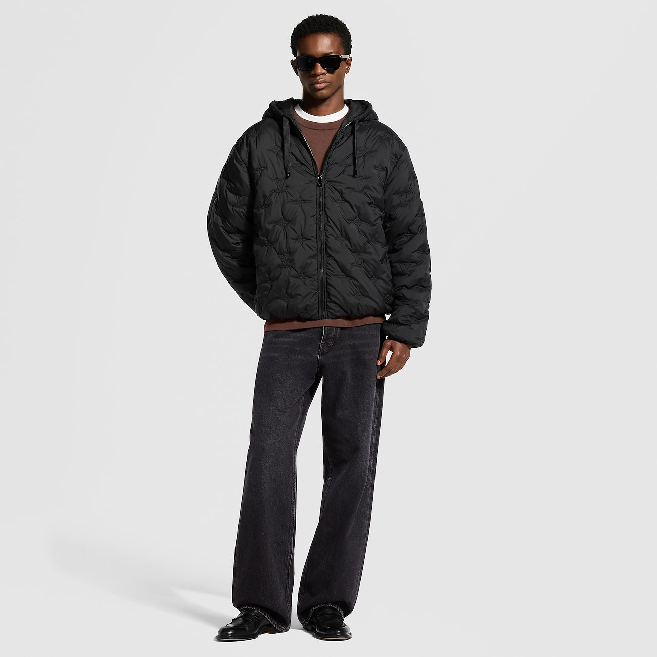 Lv Monogram Padded Hooded Blouson