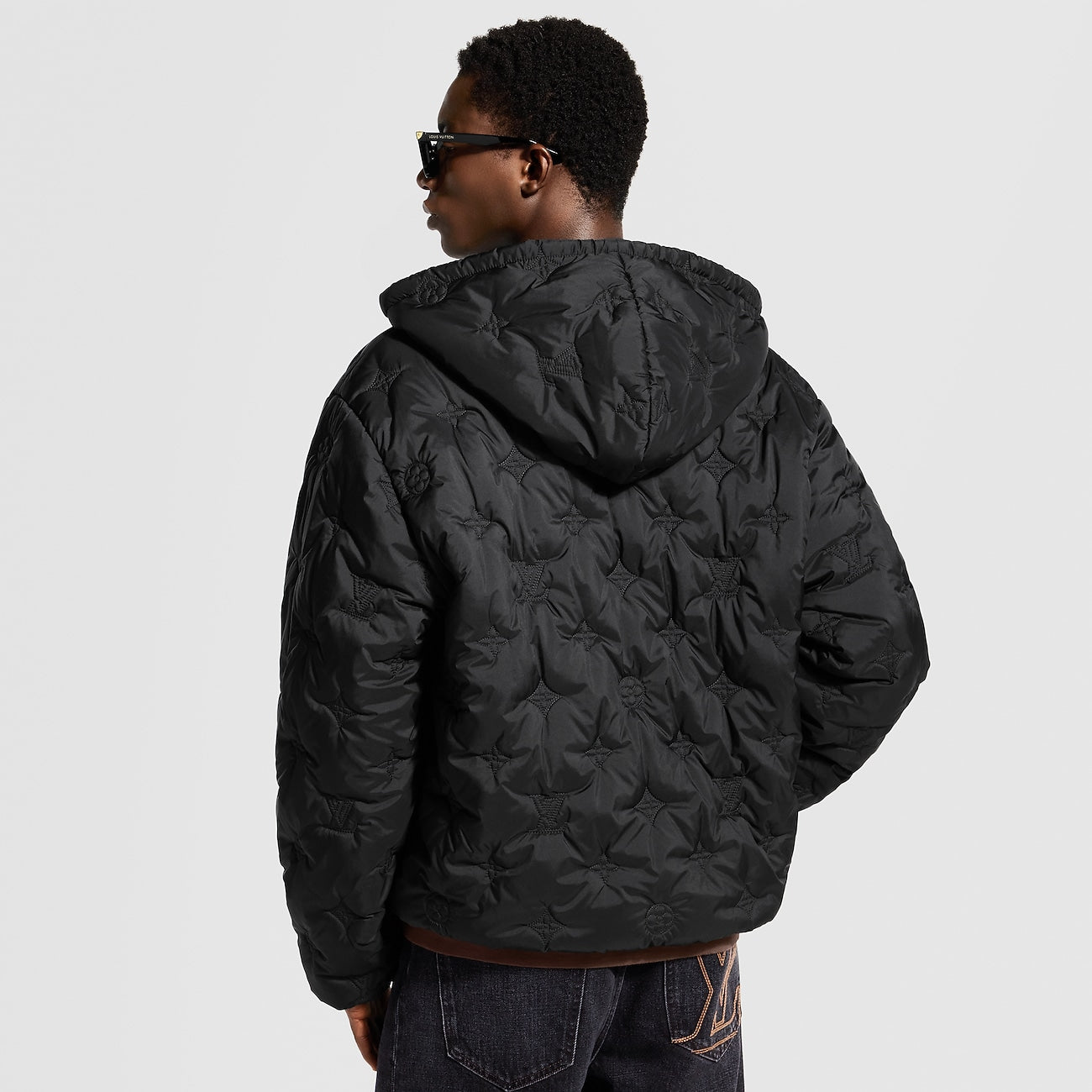 Lv Monogram Padded Hooded Blouson