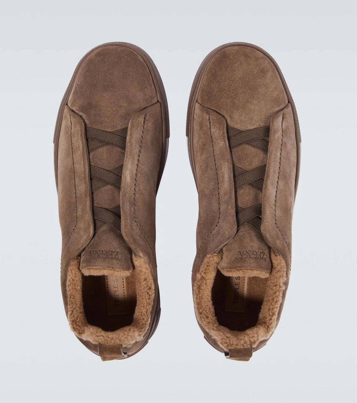 Zegna Triple Stitch shearling-lined suede sneakers
