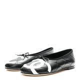 Lambskin Quilted CC Cambon Ballet Flat Black White