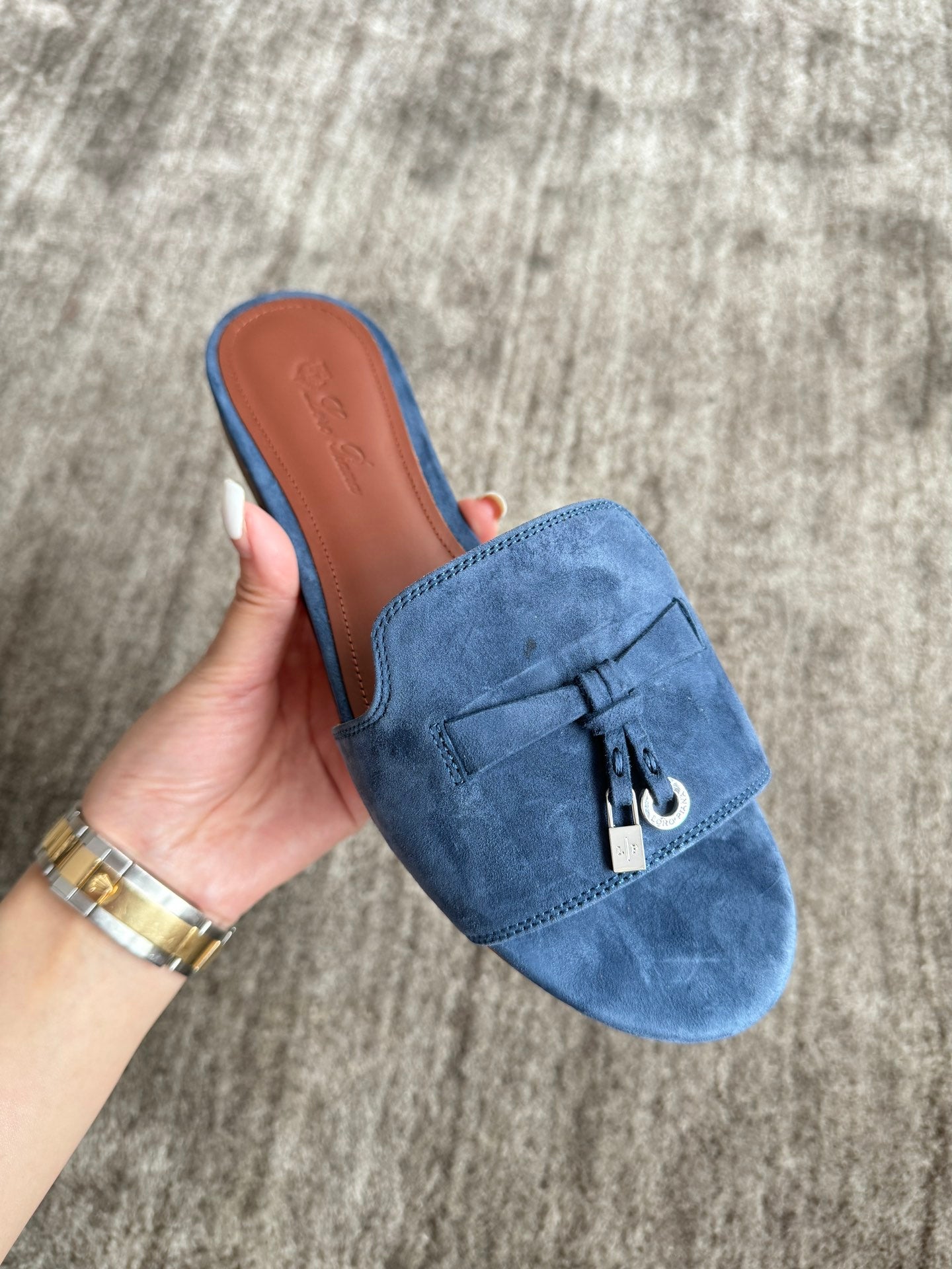 Loro Piana Süet Topuklu Mule Terlik