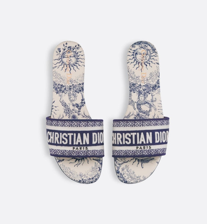 Dway Slide Navy Cotton and Toile de Motif