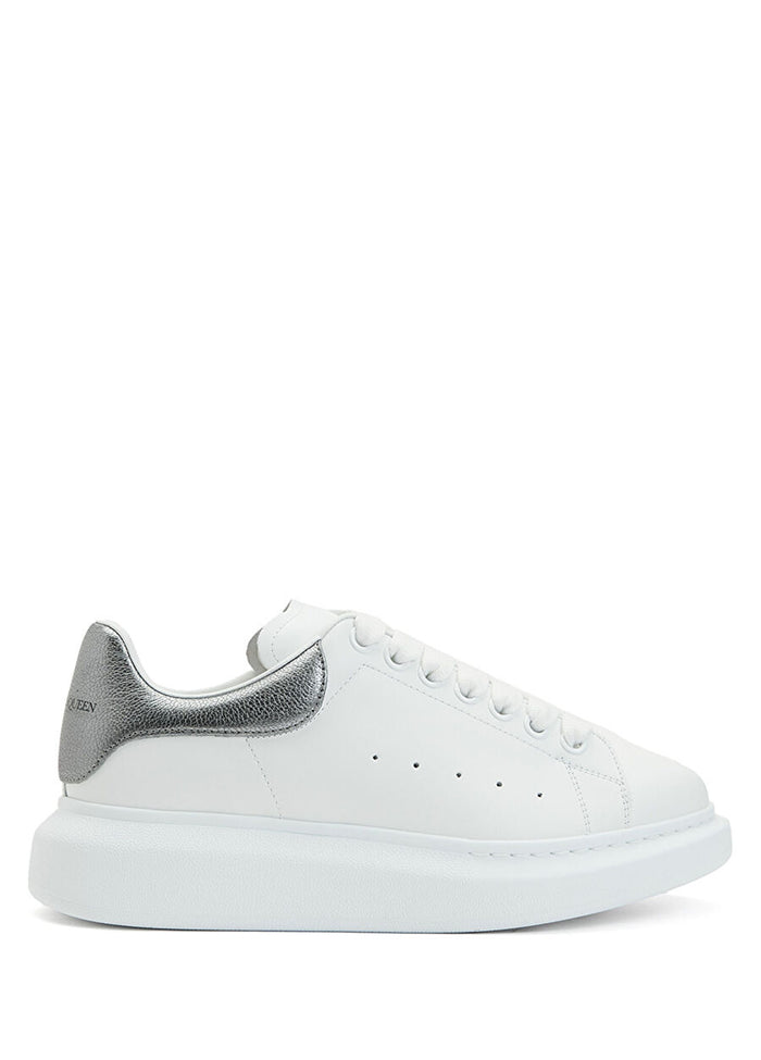 McQuenn Oversized White Silver Woman Leather Sneaker