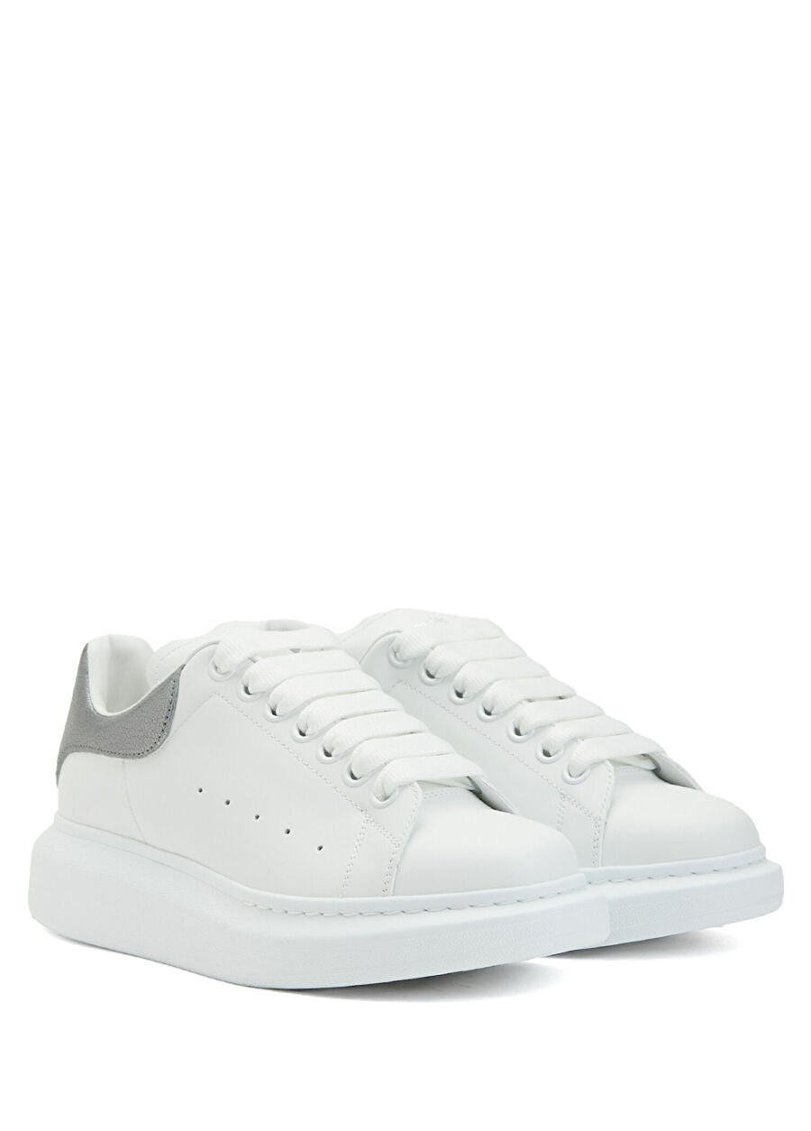 McQuenn Oversized White Silver Woman Leather Sneaker