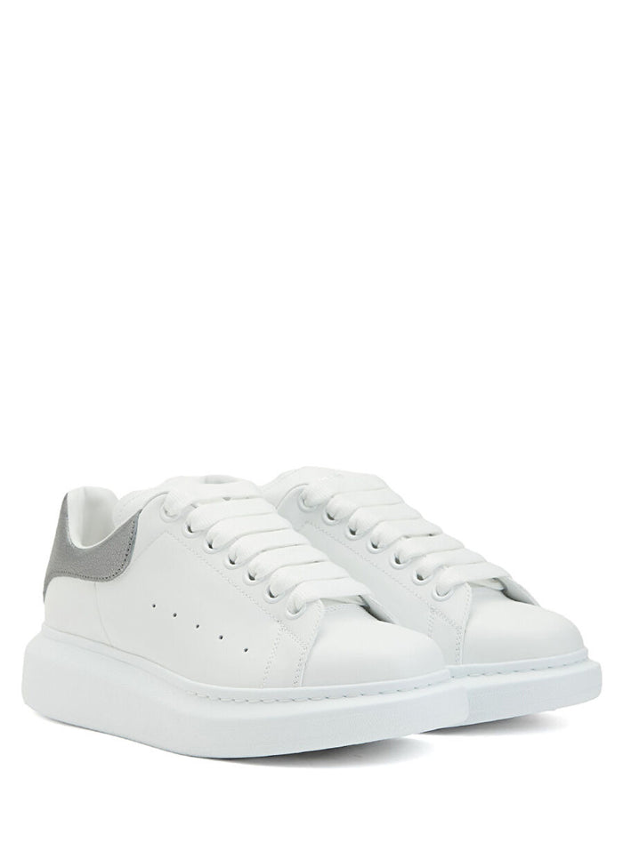 McQuenn Oversized White Silver Woman Leather Sneaker