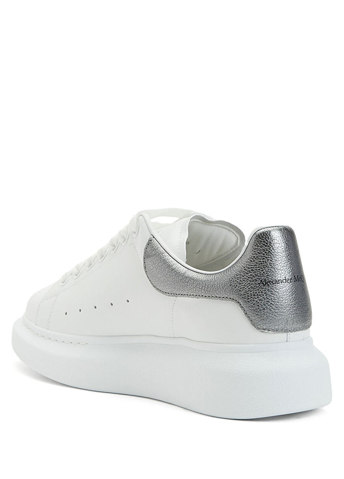 McQuenn Oversized White Silver Woman Leather Sneaker