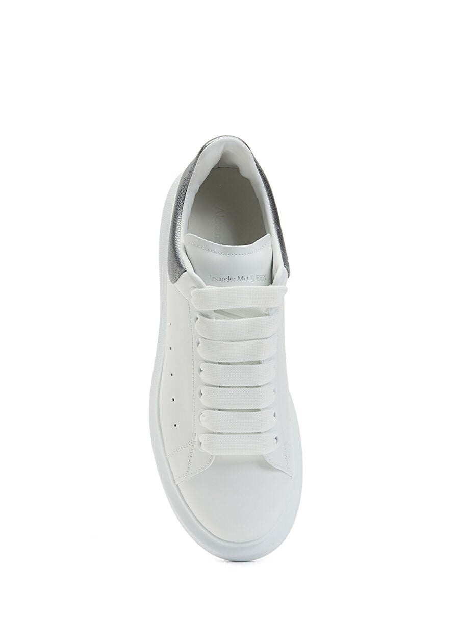 McQuenn Oversized White Silver Woman Leather Sneaker
