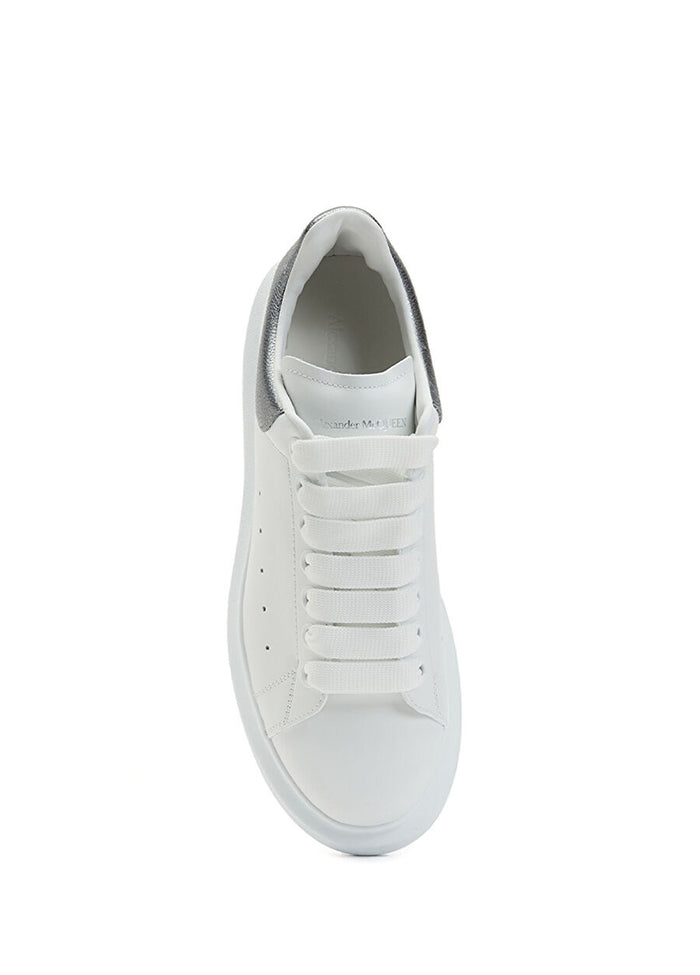 McQuenn Oversized White Silver Woman Leather Sneaker