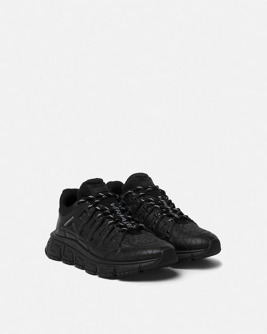 Versace Trigreca jacquard leather sneakers