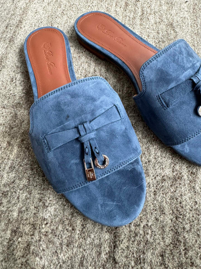 Loro Piana Süet Topuklu Mule Terlik